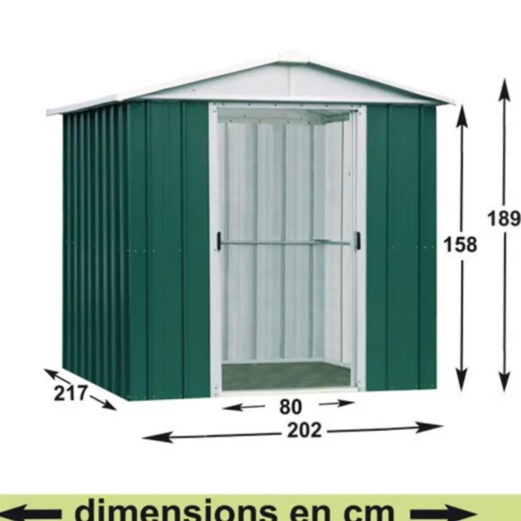 Abri de jardin métal sans plancher coloris vert sapin Yardmaster Trigano - 4,4 m²