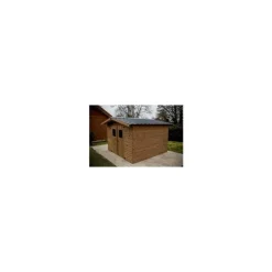 Abri en madriers de bois d’Épicéa thermo-chauffé livré Foresta Bois Habrita - 12,31 m²