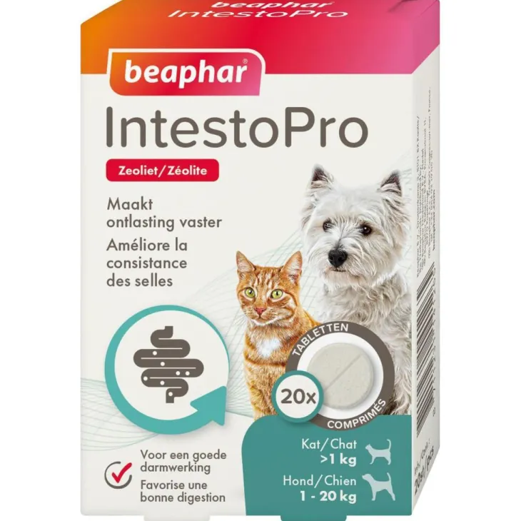 Aliment complémentaire consistance des selles pour chat et petit chien Beaphar IntestoPro - x 20 comprimés