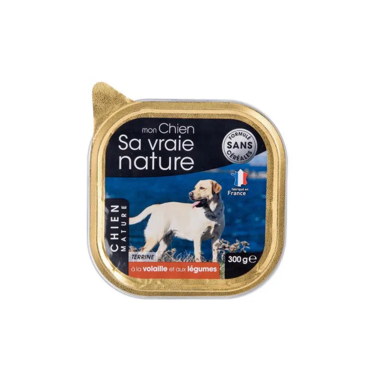 Aliment humide complet pour le chien senior à la volaille et aux légumes Sa vraie nature - 300 g