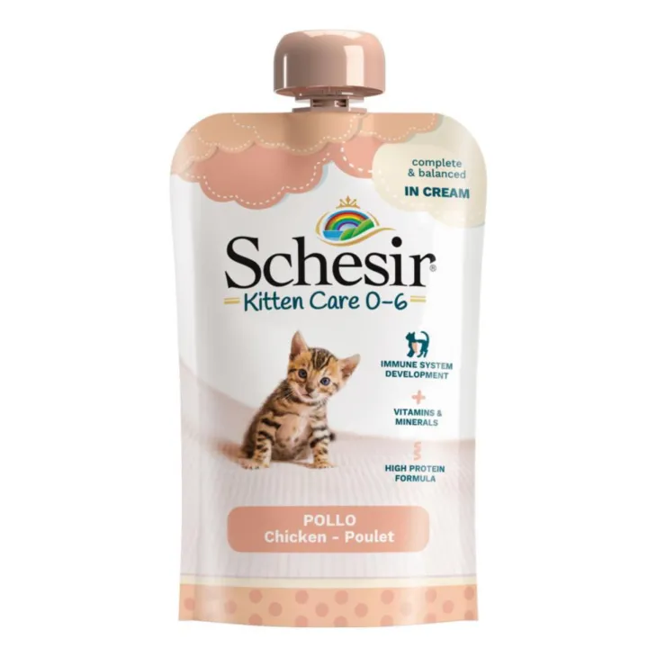 Aliment humide pour chaton poulet en crème Schesir Kitten Care - 150 g
