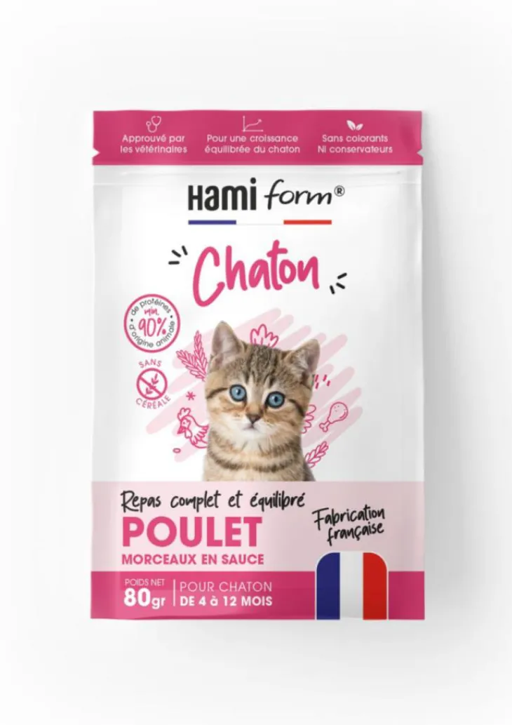 Alimentation complète pour chaton de 4 à 12 mois poulet HamiForm - pochon de 80 g