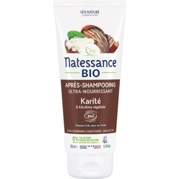 Après-shampooing bio ultra nourrissant Karité & Kératine végétale Natessance – 200 ml