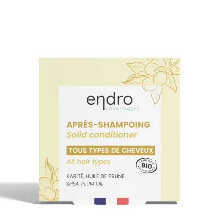 Après-shampooing solide bio soin démêlant tous cheveux Endro Grève blanche - 80 ml