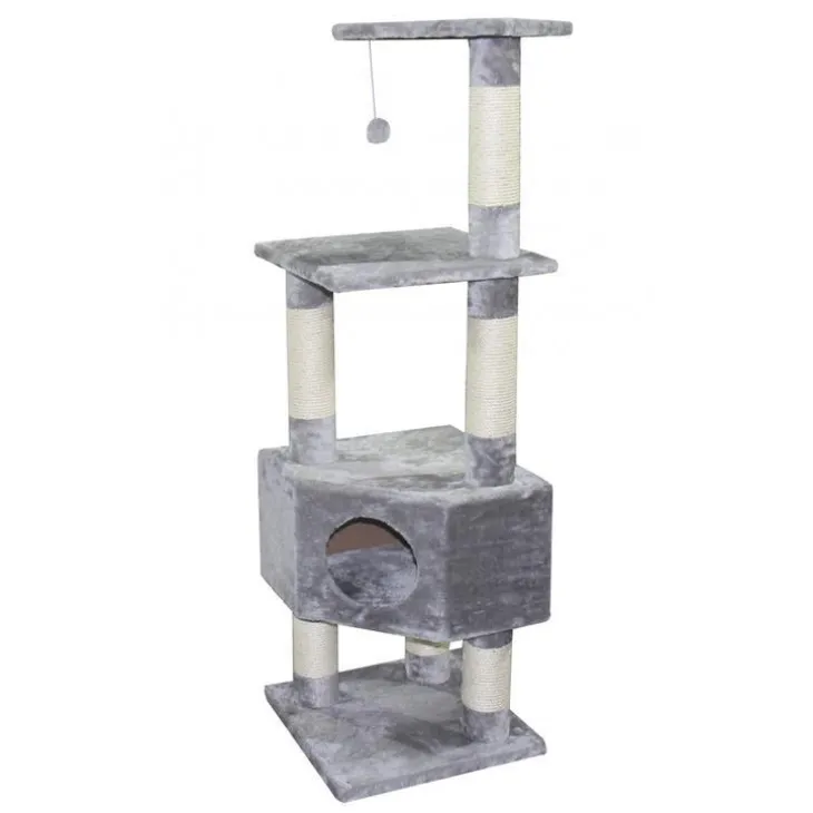 Arbre à chat avec panier et griffoir coloris gris Eco Loonaa classic - 135 cm