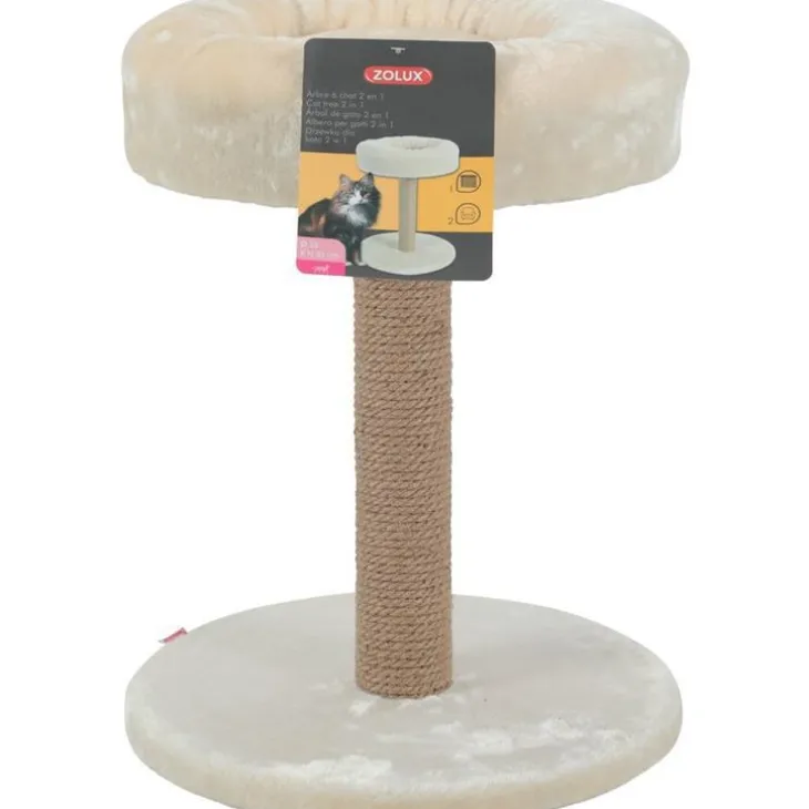 Arbre à chat avec panier et griffoir coloris beige - Ø 35x H 45 cm