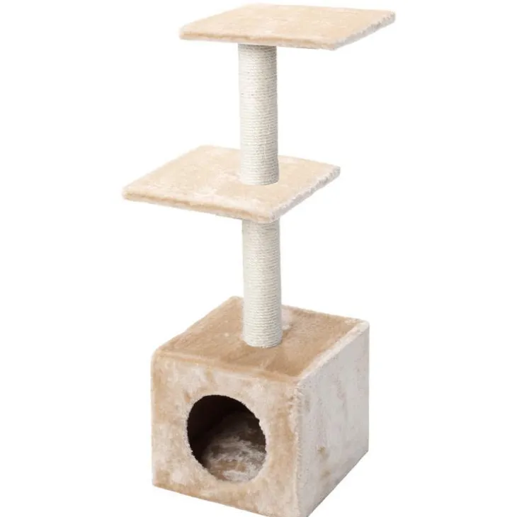 Arbre à chat avec panier et griffoir coloris beige Palazzo - 90 cm
