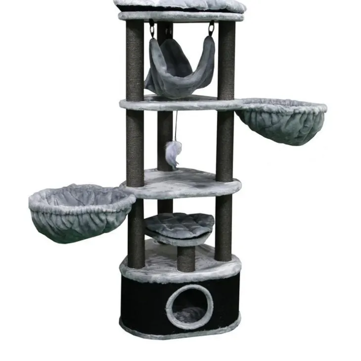 Arbre à chat avec panier et griffoir coloris gris Catharina Petrebels - 160 cm