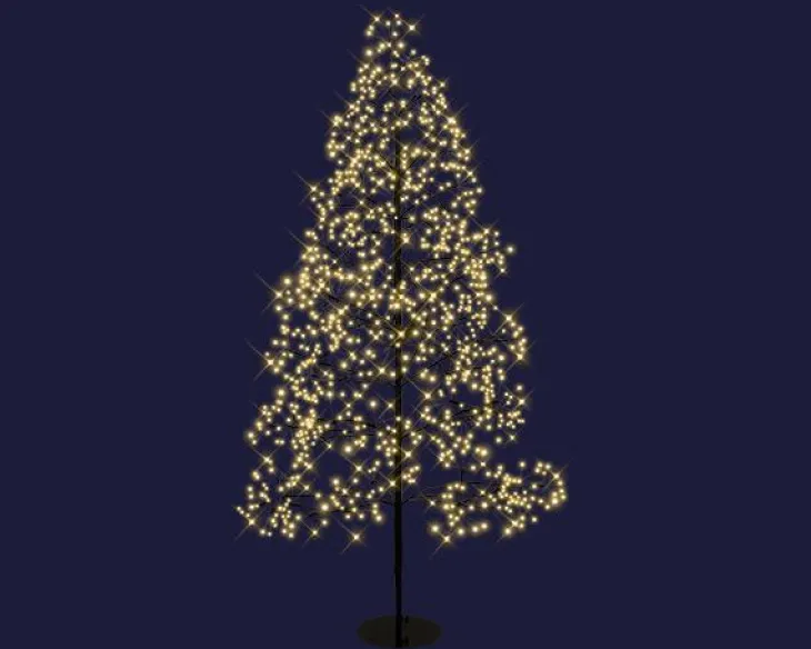 Arbre lumineux noir à 600 micro-LED blanc chaud + 150 flash intérieur/extérieur - 120 cm
