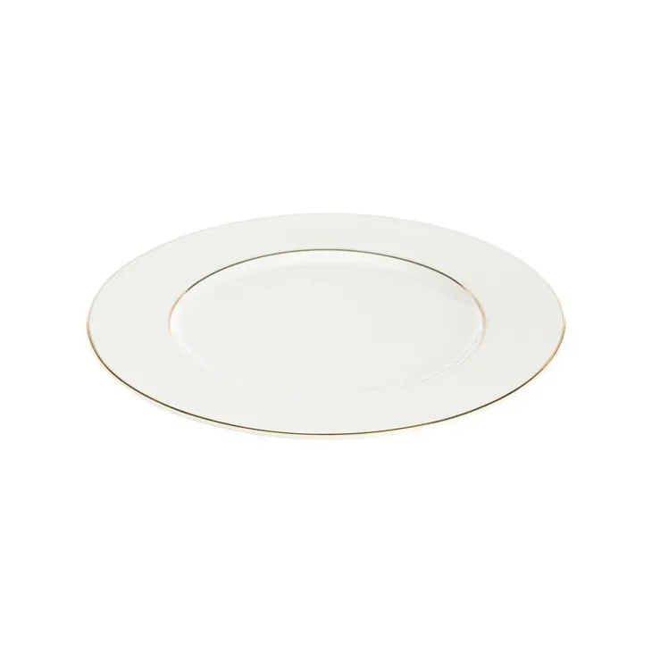 Assiette à dessert en porcelaine blanche et filet or Victoria - Ø 21 cm