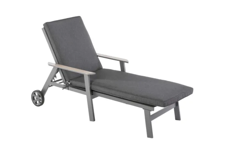 Bain de soleil Jasmin coloris gris en aluminium et bois - 189,5 x 83 x 54.5 cm