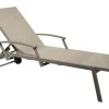 Bain de soleil Oro avec accoudoir coloris beige en aluminium - 190 x 68 x 34 cm