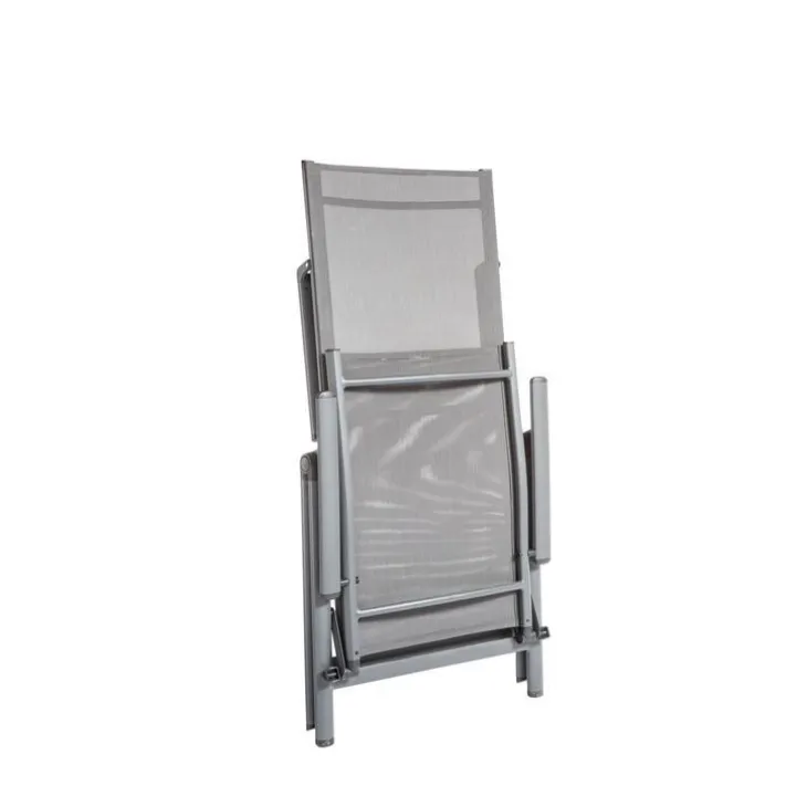 Bain de soleil pliant en aluminium et textilène coloris gris Rosa - 136 x 74 x 107 cm