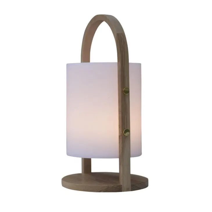 Baladeuse lumineuse avec anse en bois Ø 16,5 x 37 cm