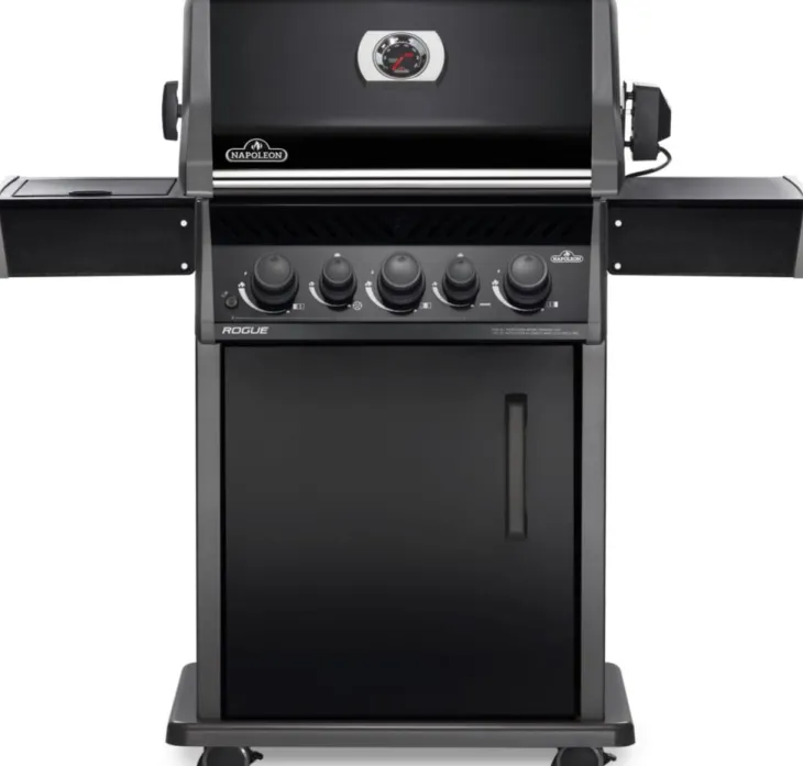 Barbecue Rogue avec 3 brûleurs et réchaud latéral coloris noir Napoleon - 130 x 64 x 122 cm
