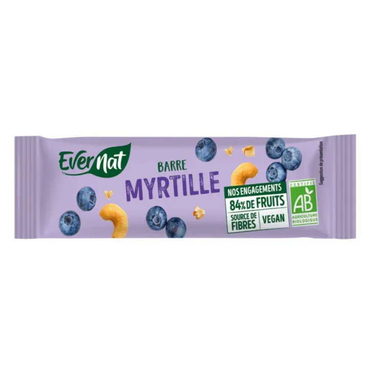 Barre myrtille bio en sachet Evernat - 40 g