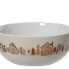 Bol blanc en porcelaine avec maisons et sapins - Ø 15 x H 6 cm