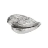 Boîte décorative forme amande en aluminium argent - 10 x 6 x 4 cm
