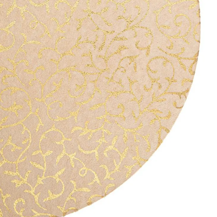 Boîte ronde en papier métallisé or à motif - 20 x 10 cm