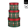 Boîte ronde verte et rouge à motif casse-noisette taille M - Ø 18 x H 13 cm