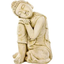 Bouddha penseur coloris noir en béton coulé - 33 x 33 x 58 cm
