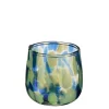 Bougeoir en verre coloris bleu Carole - 7 x 7 cm