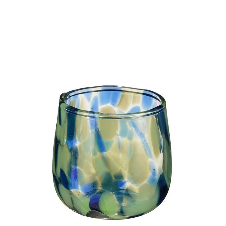 Bougeoir en verre coloris bleu Carole - 7 x 7 cm
