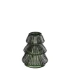 Bougeoir en verre vert foncé forme arbre de Noël - Ø 6,5 x H 8 cm