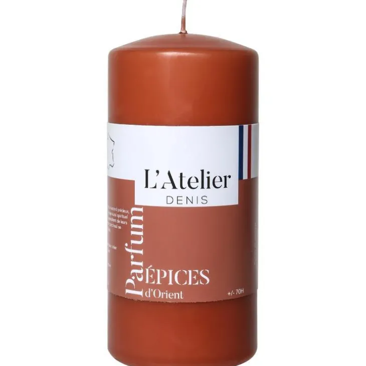 Bougie cylindrique taille L Terracotta parfum épices L’Atelier de Denis - Ø 6,8 x H 14.5 cm 11 cm