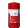 Bougie cylindrique taille L rouge L’Atelier de Denis - Ø 6,8 x H 14,5 cm