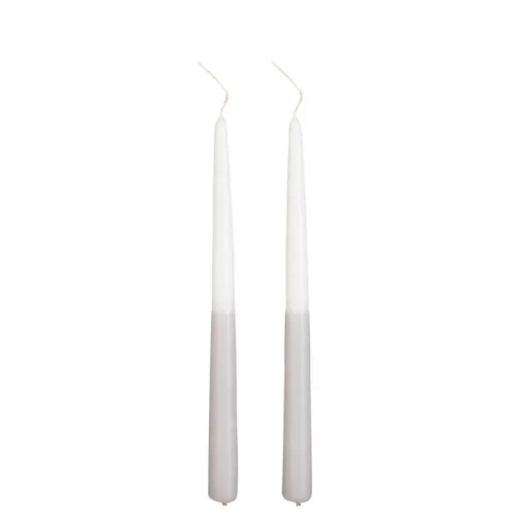 Bougie flambeau coloris gris en cire - 30 cm