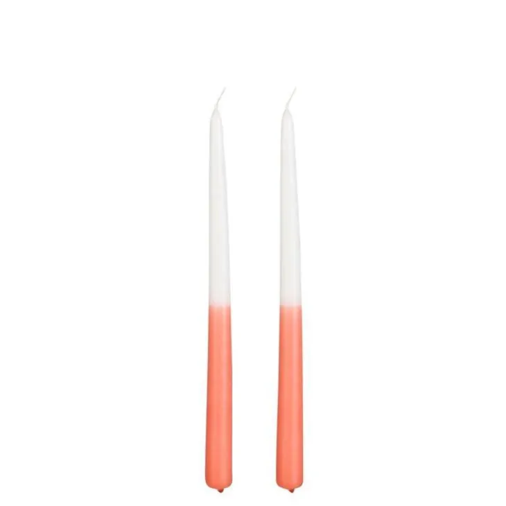 Bougie flambeau dîner coloris orange en cire - 30 cm