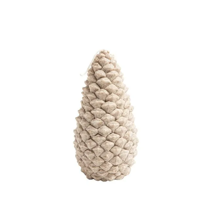 Bougie parfumée beige grand modèle en forme de pomme de pin
