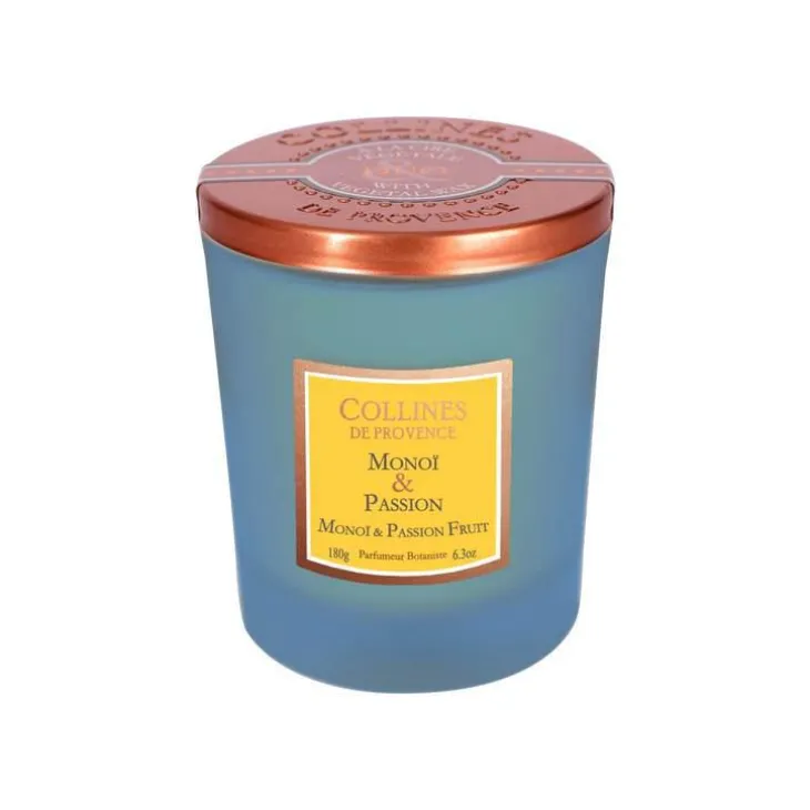 Bougie parfumée cire végétale senteur monoï passion Collines de Provence - 180 g