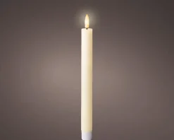 Bougie type diner crème imitation cire à LED blanc chaud pour intérieur - Ø 2,2 x H 24,5 cm