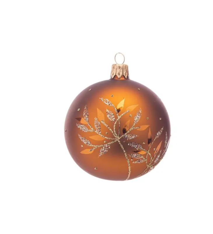 Boule décorative coloris marron en verre nature - Ø 7 cm