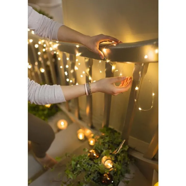 Bouquet de 3 guirlandes lumineuses à pile 20 LED blanc 1 m