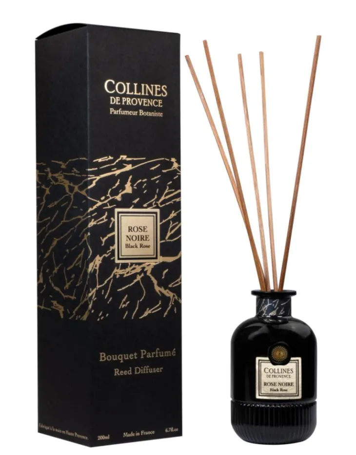 Bouquet parfumé noir Collines de Provence Fleurs & Ecorces rose noire - 200 ml