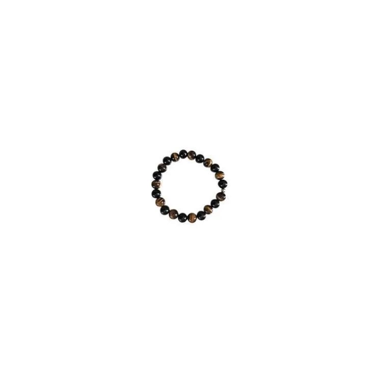Bracelet mix oeil tigre et onyx homme - 8 mm