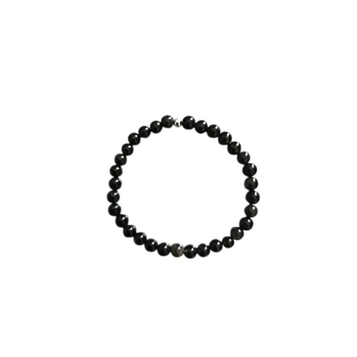 Bracelet obsidienne dorée 4mm