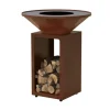 Brasero de cuisson coloris cognac avec porte-bûches B.B.O 78 Oyat - 78 cm