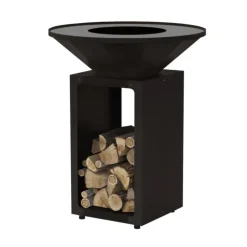 Brasero de cuisson coloris noir avec porte-bûches B.B.O 78 Oyat - 78 cm