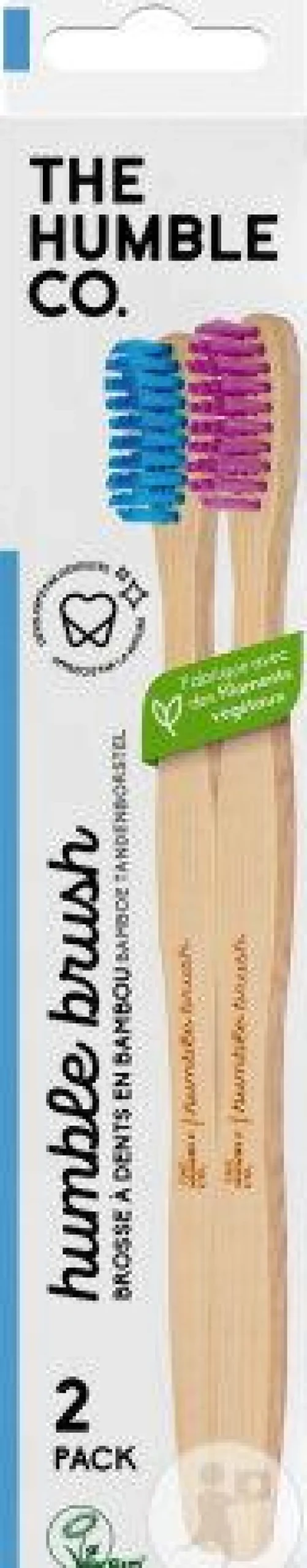Brosse à dents en Bambou soft the Humble Co. - Pack de 2 Bleu Rose