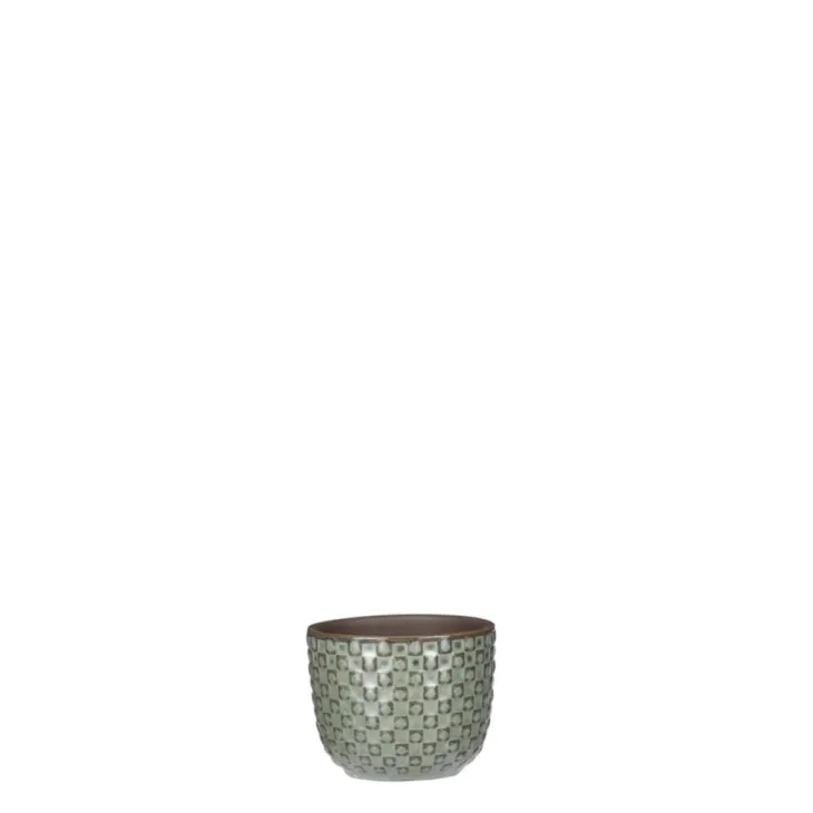 Cache pot rond en céramique vert Mica Décorations Daan - Ø 7,5 cm