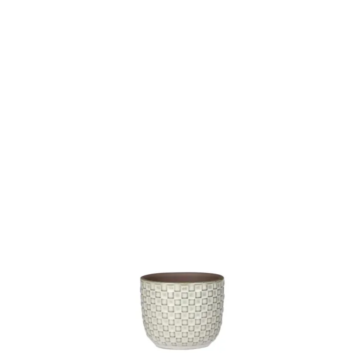 Cache pot rond en céramique blanc Mica Décorations Daan - Ø 7,5cm