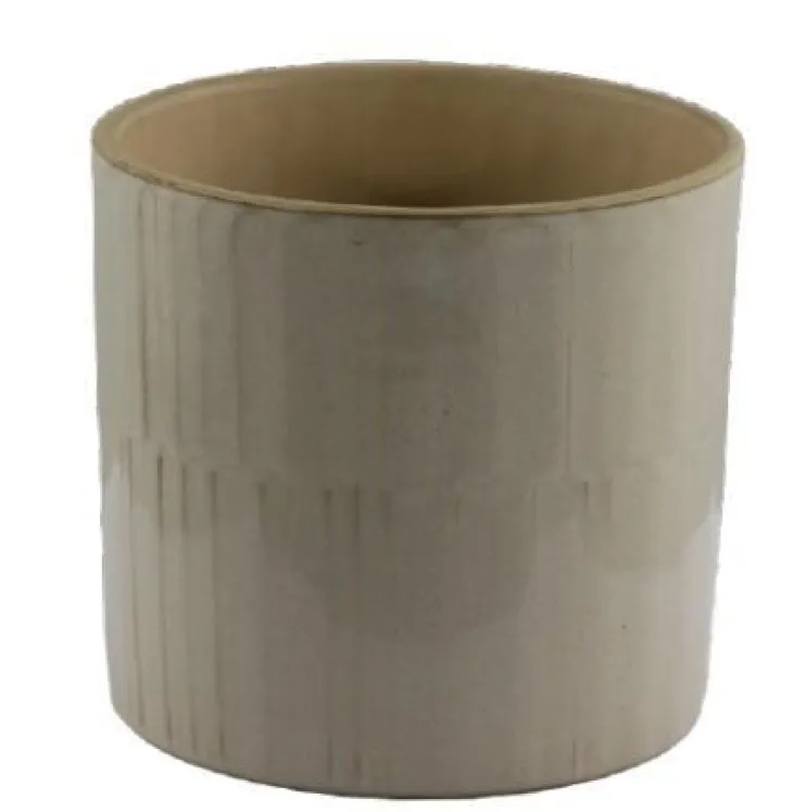 Cache-pot coloris beige en céramique - Ø 18 x 17 cm