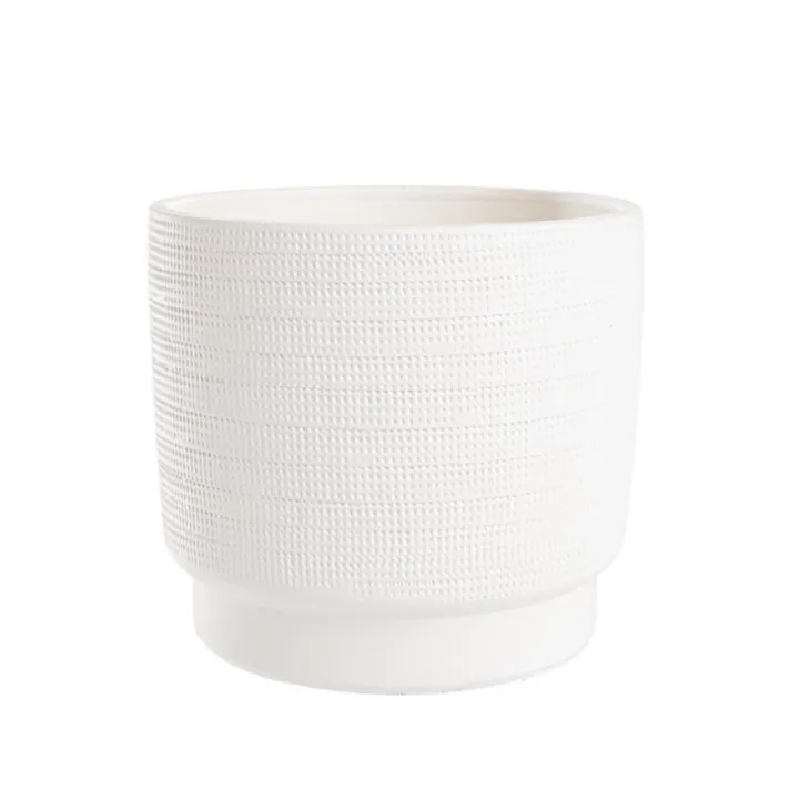 Cache-pot coloris blanc Madeira - 17 x 15 cm