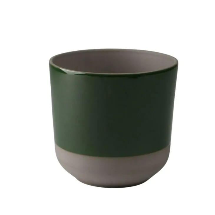 Cache-pot coloris vert en céramique Sandstone - Ø 16,5 x 16 cm