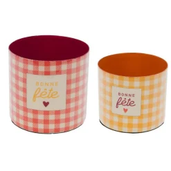 Cache-pot en métal Bonne Fête taille 1 - Ø 12 x H 11 cm