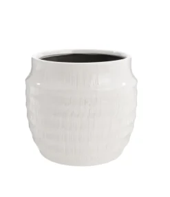 Cache-pot Linea coloris blanc en céramique - 14,5 x 14,5 x 13 cm